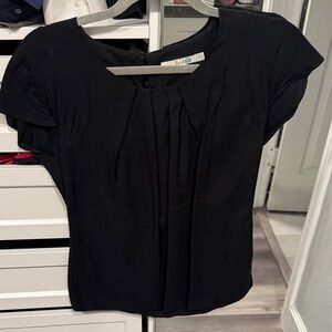 Boden Black Short Sleeve Pleated Blouse